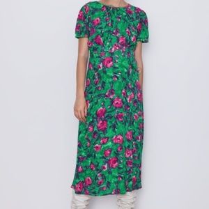 Zara Green Floral Maxi Dress